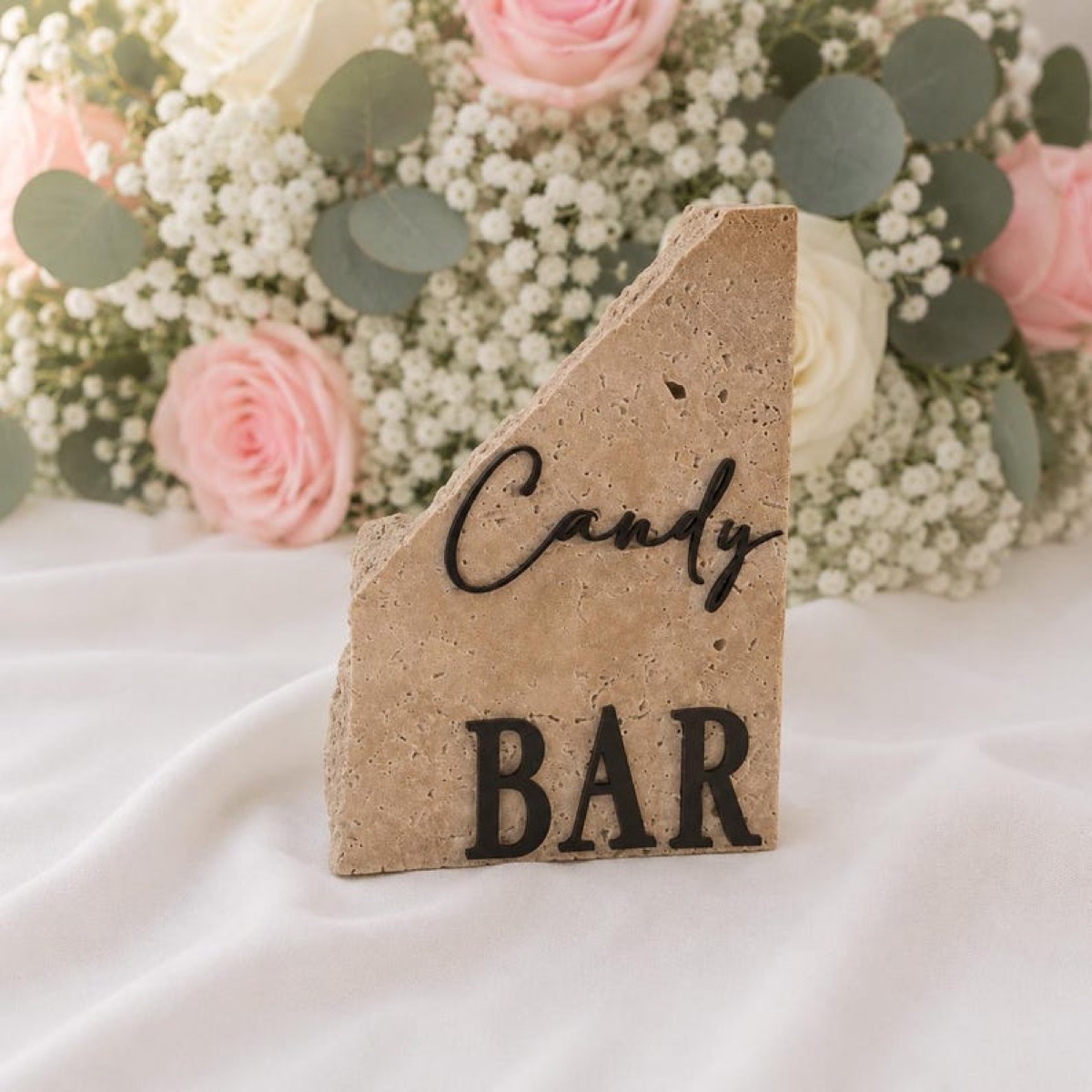 Candy Bar Schild Naturstein