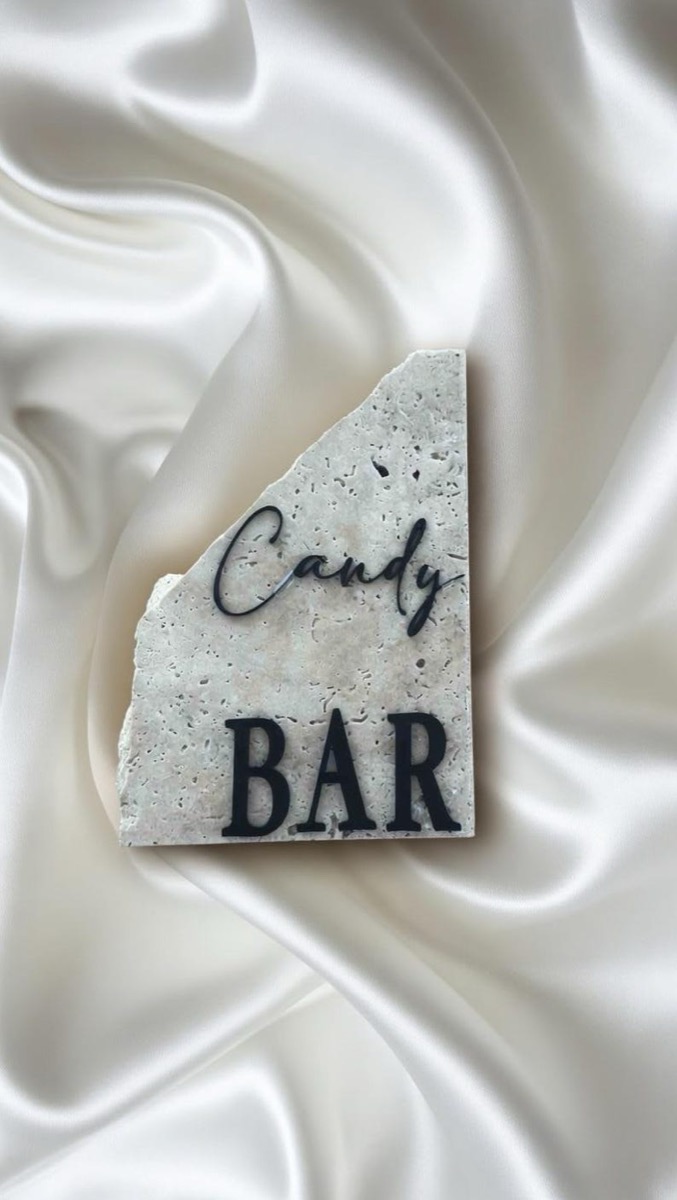 Candy Bar Schild Naturstein